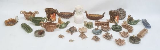 Modern Belleek porcelain vase and a quantity of Wade pottery items including model tortoises,