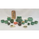 Allervale pottery vase with green glaze and four applied handles, a Sylvac pottery planter with