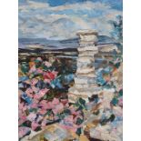 Val Stacey (20th century school) Collage  Devils Chimney , Leckhampton Hill , Cheltenham  signed