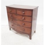 19th century mahogany bow-front chest of two short over three long drawers on bracket feet, 103cm