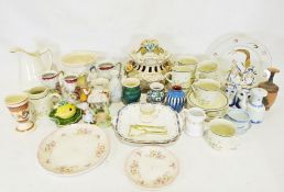 Box of assorted decorative and household china items to include a pair of Aynsley serving plates,