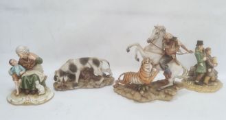 Capodimonte Mariani Ceramic sculpture 'Tiger Hunt', with certificate, together with Naturecraft