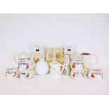 Midwinter Sienna coffee pot, an embossed brass bin, numerous china, glassware and household items (2