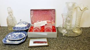 Pair of Stuart cut glass tumblers in box, together with various assorted china and glassware (1