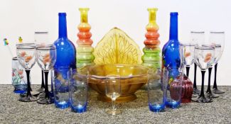 Pair of Edinburgh cut glass brandy glasses with box together with assorted glassware items (4