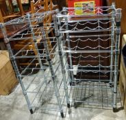 Pair of modern chrome wine racks