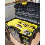 Stanley tool box with various tools