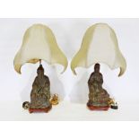 Two bronze table lamps in the form of Chinese figures