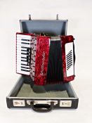 Weltmeister 'Serino' red accordion with case