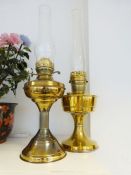 Two brass oil lamps (2)