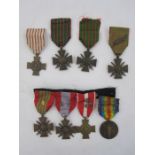 Collection of eight WWI French war medals