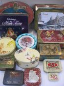 Various vintage tins to include 'Queen Elizabeth Coronation 2nd June 1953', 'Lakeland' colour