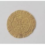 Edward III 1327 - 77 gold quarter noble, treaty period (1361-69). Lis in central compartment of
