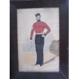 19th century school Watercolour  Soldier in red military dress, inscribed verso 'Henry Holbrook,
