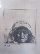 After Rembrandt Four black and white plates  Head and shoulders studies, various sizes (4)