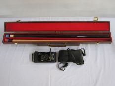 Cased pool cue and a Kodak camera (2)