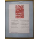 After John O'Connor Engraving printed for the Friends of Cheltenham Festival of Literature with poem