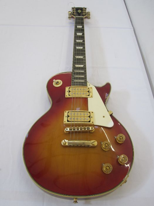 Columbus Les Paul-style electric guitar in red and orange, in fitted case Condition ReportAppears to - Image 2 of 6