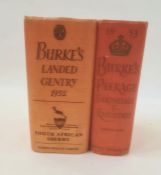 Burke's Landed Gentry 1952, South African sherry advert on backstrip and Burke's Peerage, Baronetage