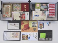 Two boxes of misc items, many covers and loose stamps, mostly GB, includes lower value mint and