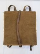 Early 20th century Swiss cow hide knapsack, 37.5cm x 39cm approx.