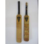 Two Duncan Fearnley cricket bats, both with signatures, one Gloucester CCC 1981, the other