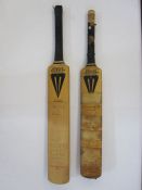 Two Duncan Fearnley cricket bats, both with signatures, one Gloucester CCC 1981, the other