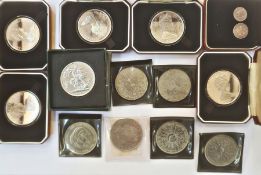 Five Isle of Man, USA bicentenary year crowns, silver proofs with 4 nickel crowns, part 1958