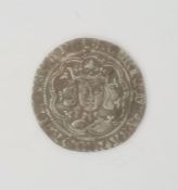 Henry VI 1422-61 pinecone-mascle groat mint mark cross patonce 1427-34, coin cracked 3/4 of the coin