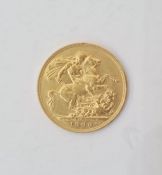 Edward VII 1901 - 1910 gold sovereign, Perth mint 1906