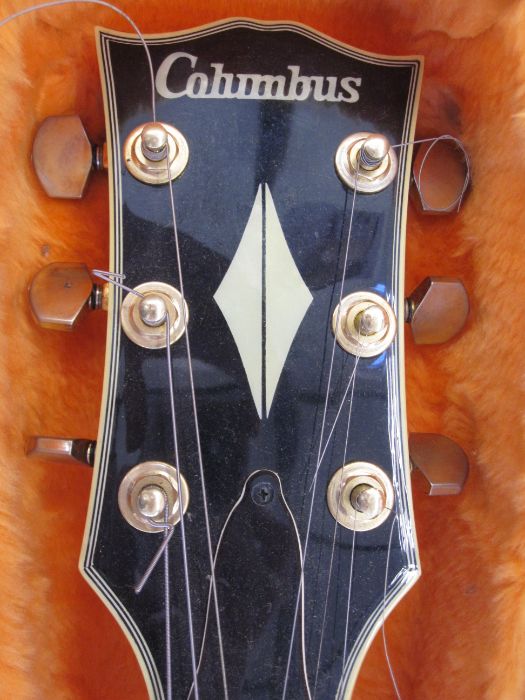 Columbus Les Paul-style electric guitar in red and orange, in fitted case Condition ReportAppears to - Image 4 of 6