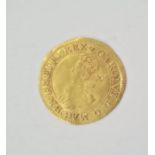 Charles I, 1625-1649, gold tower unite, mint mark heart 1629-30, stuck on a large flan S.2688 weight