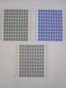 Three sheets of French stamps with full margins and sheet numbers of Marianne definitives (3)