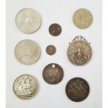 Two Victorian crowns and other silver coins