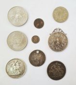 Two Victorian crowns and other silver coins