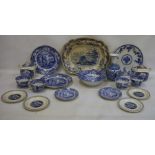 Mixed blue and white to include Spode, Royal Cauldon, Masons, etc