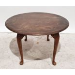 Mid century modern style circular coffee table with elm top (probably Ercol), on replacement