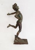 Giuseppe Renda (1859/62-1939), bronze figure of a boy, running, oval tablet to plinth base stamped