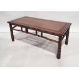 20th century Chinese hardwood rectangular coffee table on bamboo-effect turned supports, 115cm x