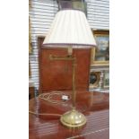 Brass-finish adjustable desk lamp with rotating arm and the pleated silk shade