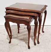 Nest of three 20th century coffee tables on cabriole legs