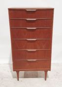 Mid-century, possibly Austinsuite, teak chest of six drawers, on tapering supports, 64cm x 122.5cm
