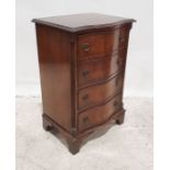 20th century mahogany serpentine-fronted chest of four drawers, on bracket feet, 48cm x 73.5cm