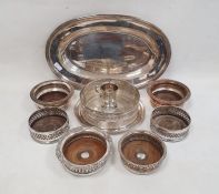 Plated ware to include wine coasters, oval tray, etc (1 box)