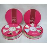 Two sets of Royal Albert china '100 Years Commemorative' decorative teacups and saucers (2 boxes