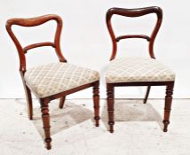 Set of six 19th century rosewood balloon-back dining chairs, each with dished top rail, scroll cross