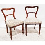 Set of six 19th century rosewood balloon-back dining chairs, each with dished top rail, scroll cross