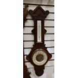 Modern banjo-type barometer in oak case with thermometer