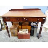 Early 20th century walnut washstand, the rectangular top with moulded edge, above two drawers, on