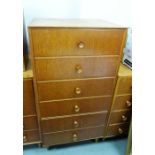 Meredew oak chest of six drawers, on turned supports, 61cm x 123.5cm